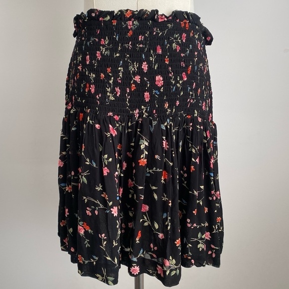 GANNI Black Elm Floral Print Ruffle High Waist Flowy Skirt Size 36 (US 4) - Picture 4 of 10
